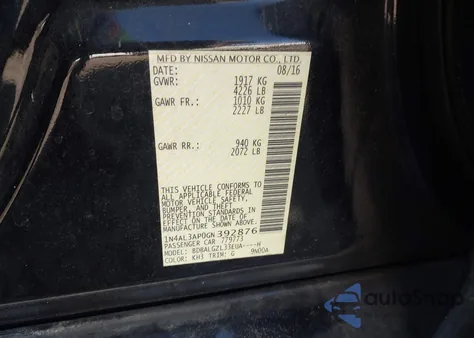 2016 Nissan Altima 2.5 S from USA, damaged, VIN 1N4AL3AP0GN392876